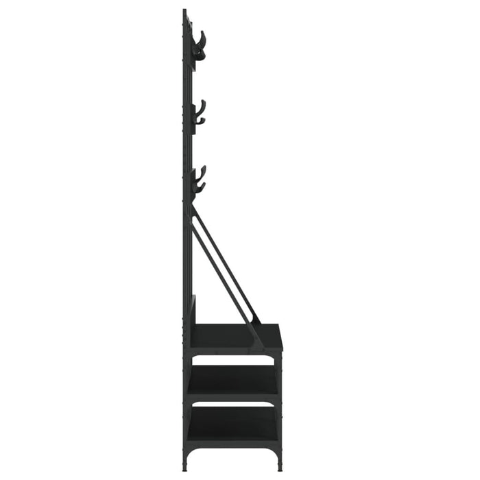 Suport de haine cu raft de pantofi, negru, 100x40x184 cm - WALTI WALTI