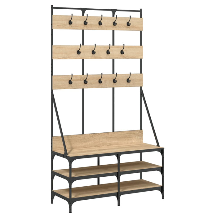 Suport de haine cu raft pantofi, stejar sonoma, 100x40x184 cm WALTI