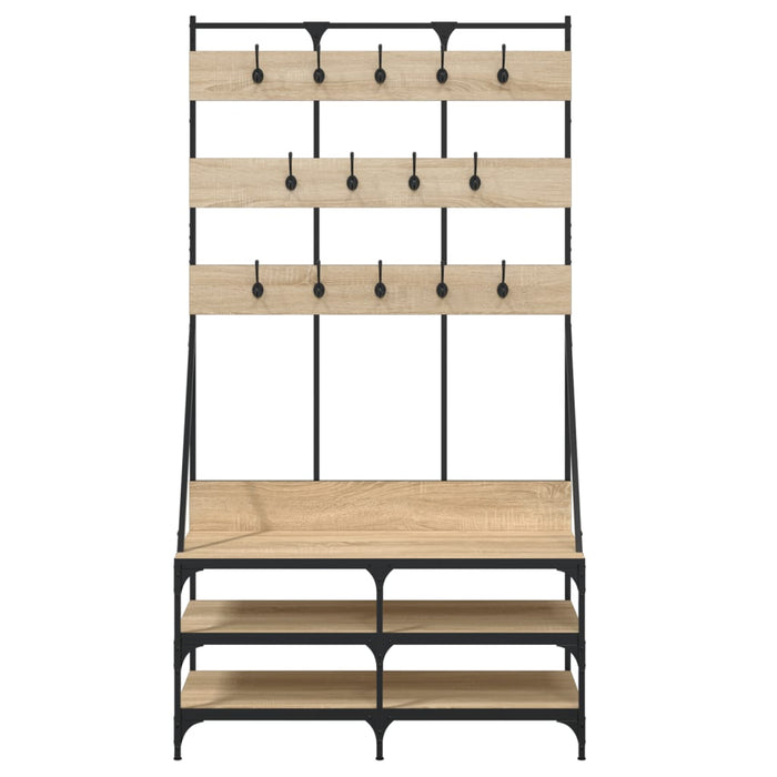 Suport de haine cu raft pantofi, stejar sonoma, 100x40x184 cm WALTI