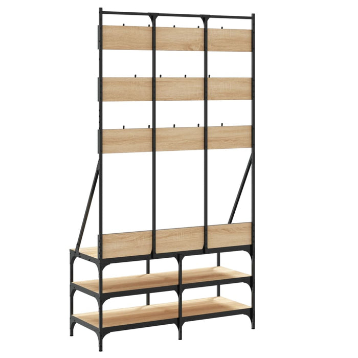 Suport de haine cu raft pantofi, stejar sonoma, 100x40x184 cm WALTI