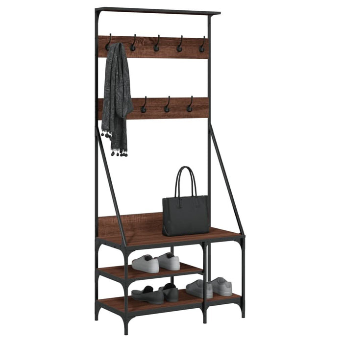 Suport de haine cu raft pantofi, stejar maro, 80x40x184 cm - WALTI WALTI