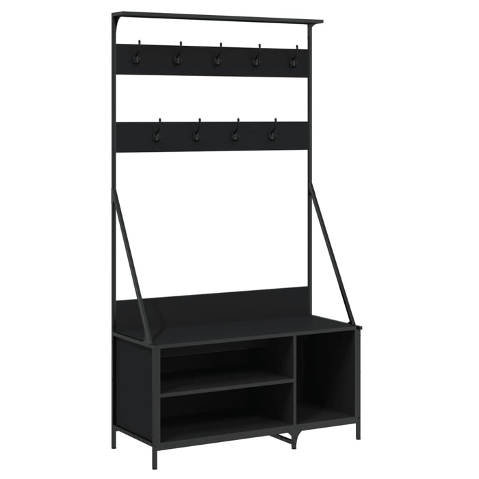 Suport de haine cu raft de pantofi, negru, 100x41x184 cm WALTI