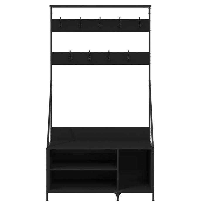 Suport de haine cu raft de pantofi, negru, 100x41x184 cm WALTI