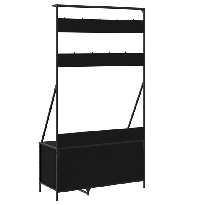 Suport de haine cu raft de pantofi, negru, 100x41x184 cm WALTI
