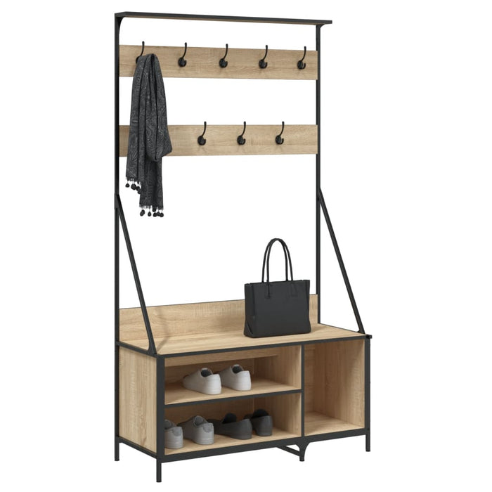 Suport de haine cu raft pantofi, stejar sonoma, 100x41x184 cm - WALTI WALTI