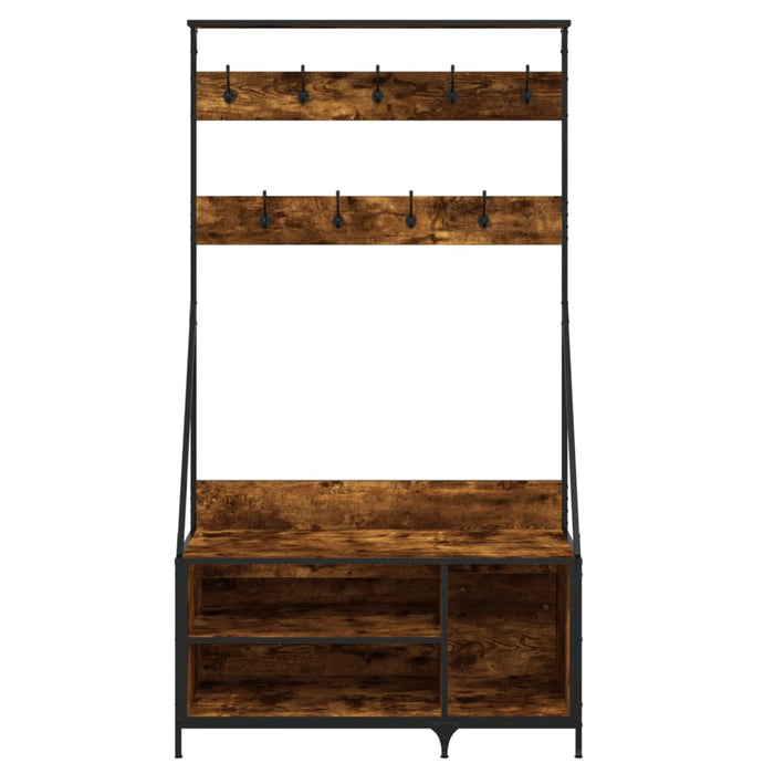 Suport de haine cu raft de pantofi stejar fumuriu 100x41x184 cm - WALTI WALTI