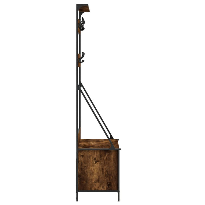 Suport de haine cu raft de pantofi stejar fumuriu 100x41x184 cm - WALTI WALTI