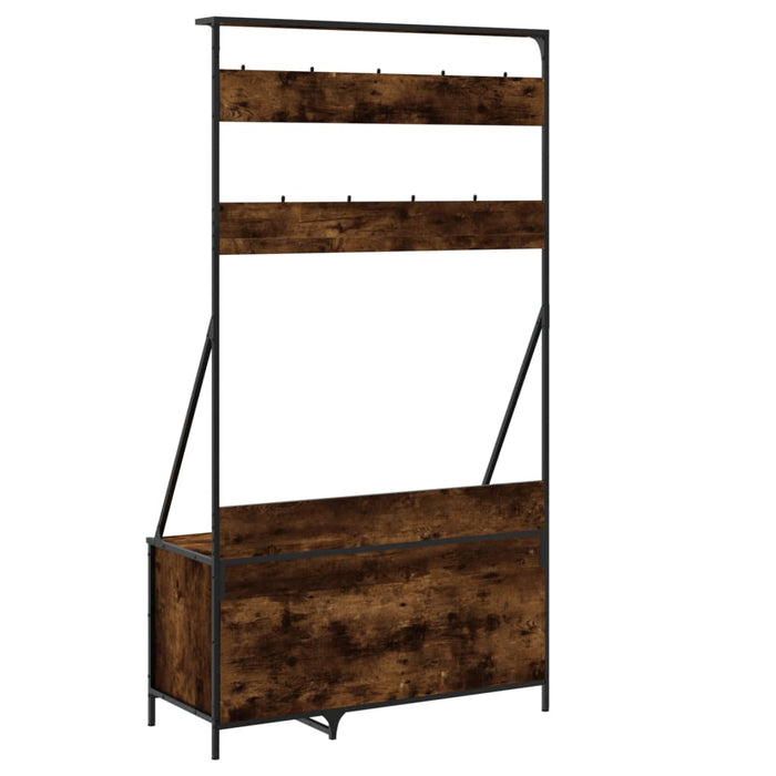 Suport de haine cu raft de pantofi stejar fumuriu 100x41x184 cm - WALTI WALTI