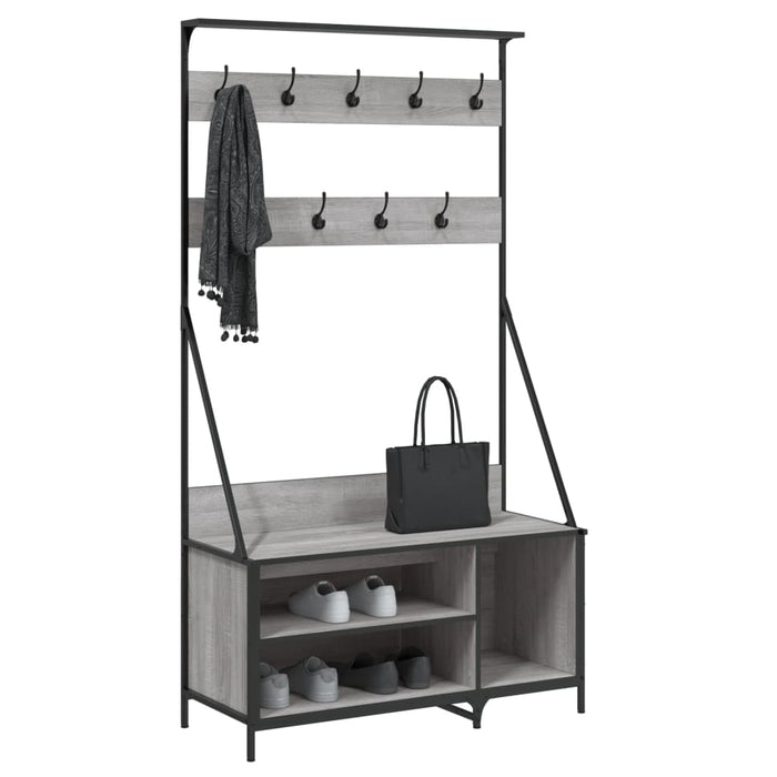 Suport de haine cu raft pantofi, sonoma gri, 100x41x184 cm - WALTI WALTI