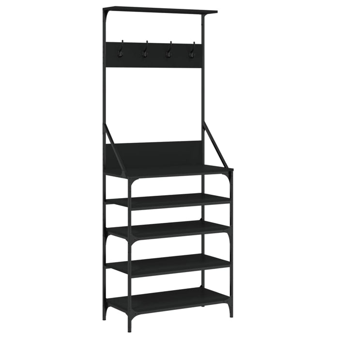 Suport de haine cu raft de pantofi, negru, 70x34x184 cm - WALTI WALTI