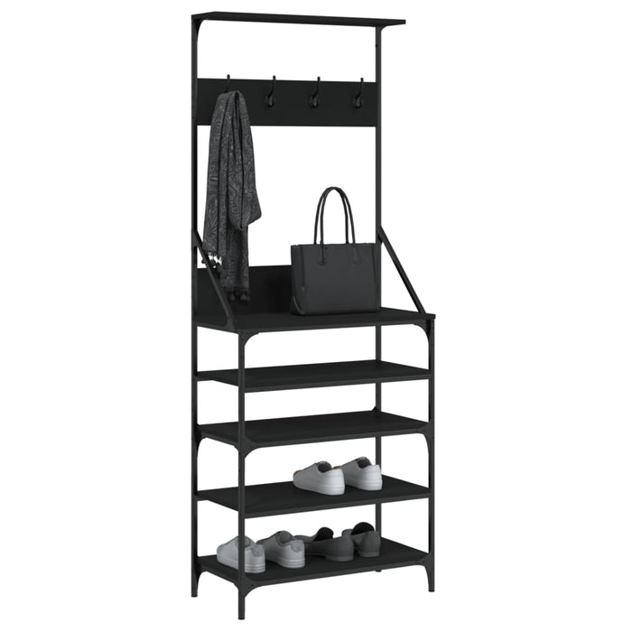 Suport de haine cu raft de pantofi, negru, 70x34x184 cm - WALTI WALTI