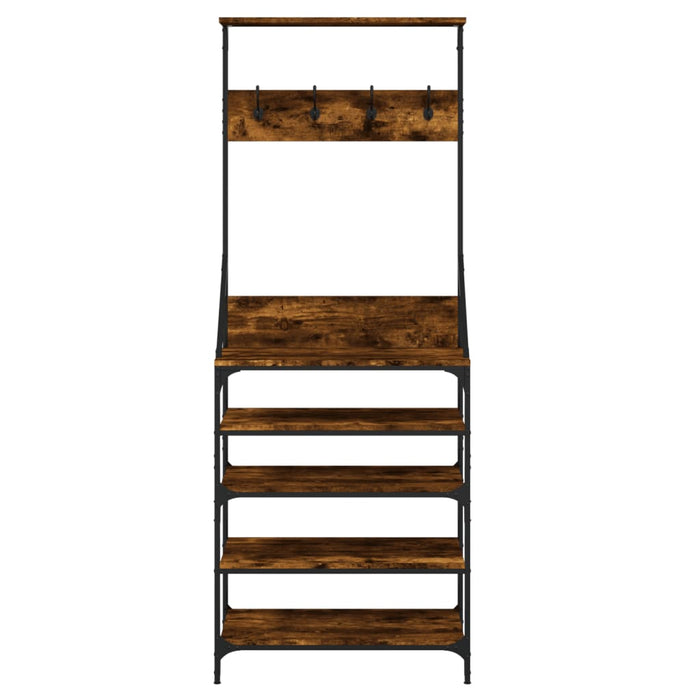 Suport de haine cu raft de pantofi stejar fumuriu, 70x34x184 cm - WALTI WALTI