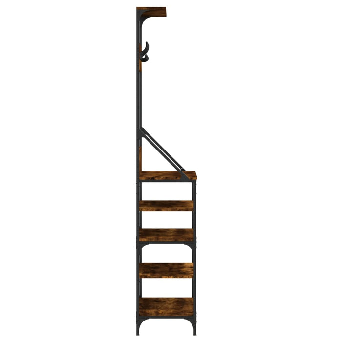 Suport de haine cu raft de pantofi stejar fumuriu, 70x34x184 cm - WALTI WALTI