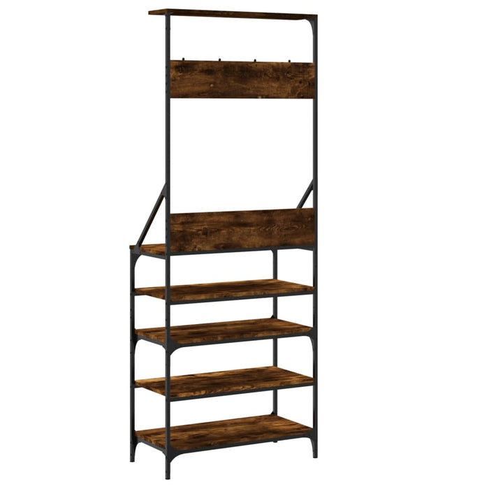 Suport de haine cu raft de pantofi stejar fumuriu, 70x34x184 cm - WALTI WALTI
