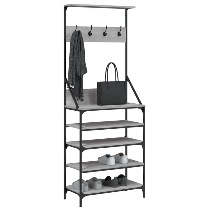 Suport de haine cu raft pantofi, sonoma gri, 70x34x184 cm - WALTI WALTI