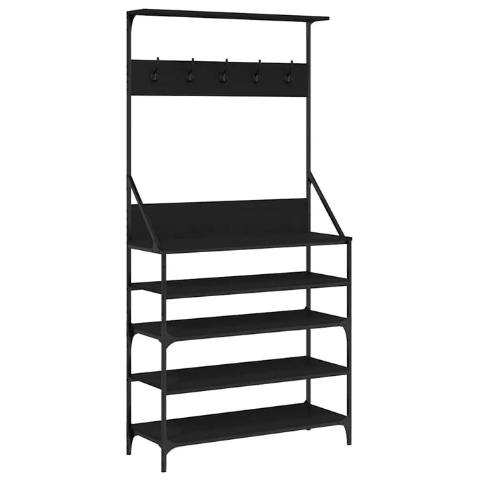 Suport de haine cu raft de pantofi, negru, 90x34x184 cm - WALTI WALTI