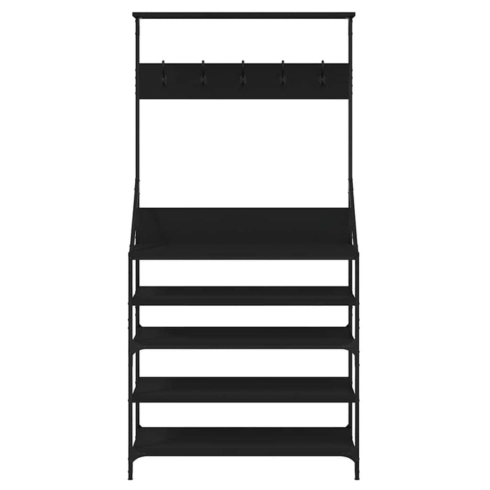 Suport de haine cu raft de pantofi, negru, 90x34x184 cm - WALTI WALTI
