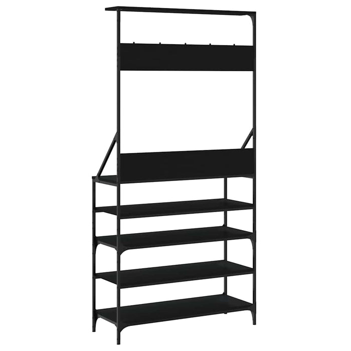 Suport de haine cu raft de pantofi, negru, 90x34x184 cm - WALTI WALTI