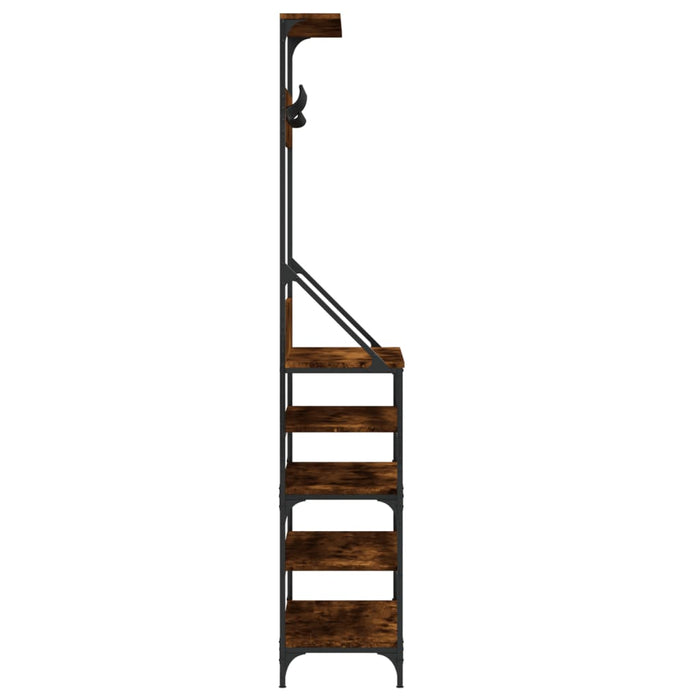 Suport de haine cu raft de pantofi stejar fumuriu, 90x34x184 cm WALTI