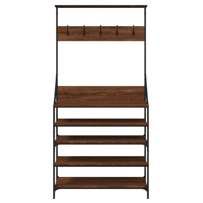 Suport de haine cu raft pantofi, stejar maro, 90x34x184 cm - WALTI WALTI