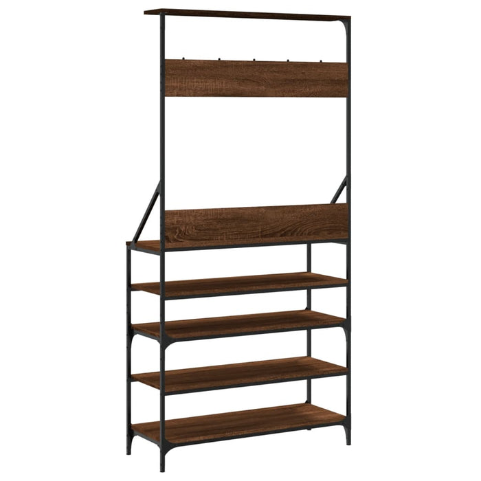 Suport de haine cu raft pantofi, stejar maro, 90x34x184 cm - WALTI WALTI