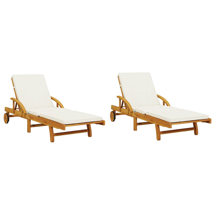 Șezlonguri 2 buc. cu perne 200x68x83 cm lemn masiv de acacia - WALTI WALTI