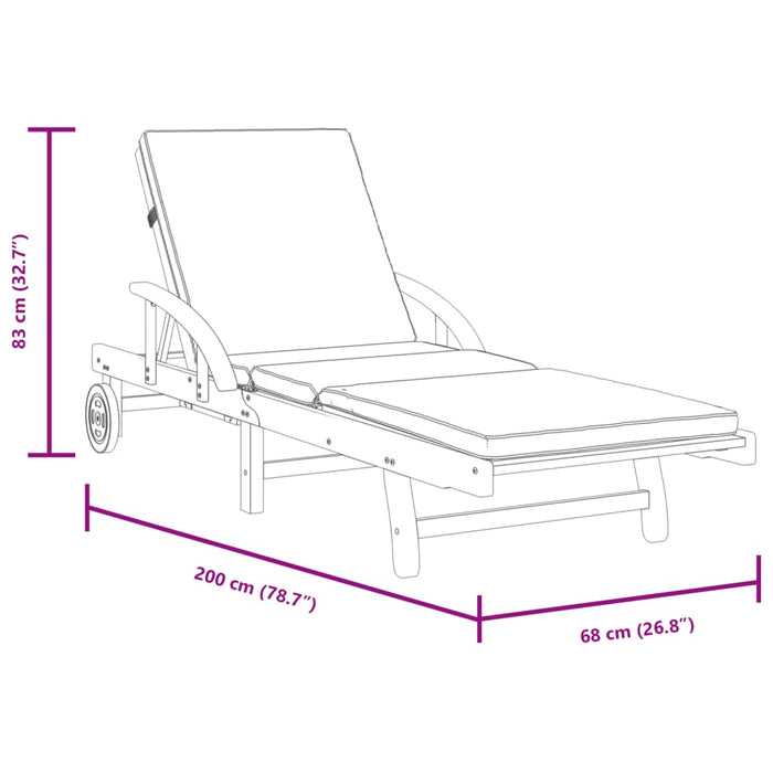 Șezlonguri 2 buc. cu perne 200x68x83 cm lemn masiv de acacia - WALTI WALTI
