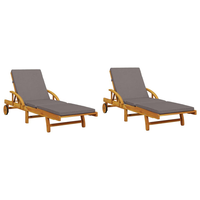 Șezlonguri 2 buc. cu perne 200x68x83 cm lemn masiv de acacia - WALTI WALTI