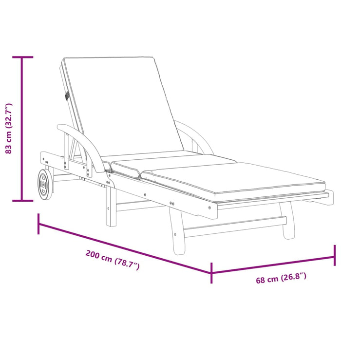 Șezlonguri 2 buc. cu perne 200x68x83 cm lemn masiv de acacia - WALTI WALTI