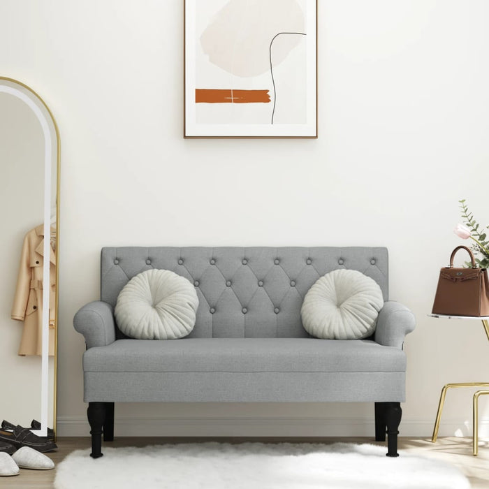 Bancă cu spătar, gri deschis, 120x62x75,5 cm, textil - WALTI WALTI