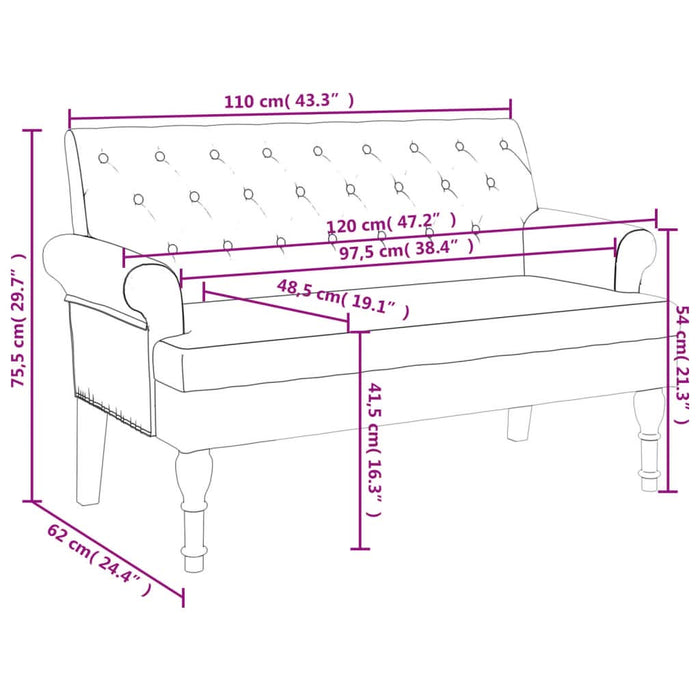 Bancă cu spătar, roșu vin, 120x62x75,5 cm, textil - WALTI WALTI