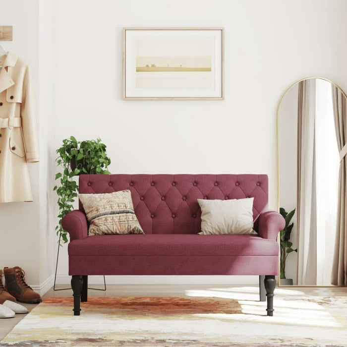 Bancă cu spătar, roșu vin, 120x62x75,5 cm, textil - WALTI WALTI