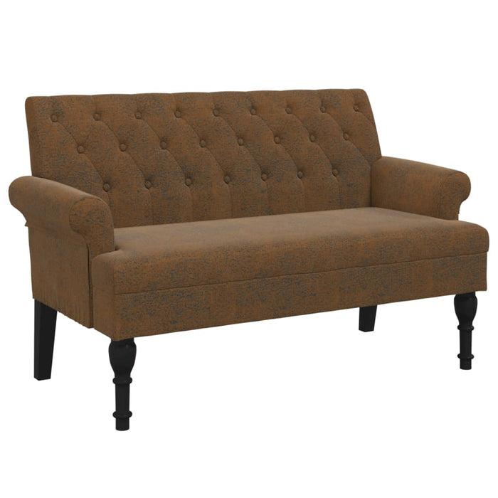 Banchetă cu spătar maro 120x62x75,5 cm piele întoarsă ecologică - WALTI WALTI