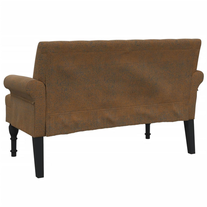 Banchetă cu spătar maro 120x62x75,5 cm piele întoarsă ecologică - WALTI WALTI