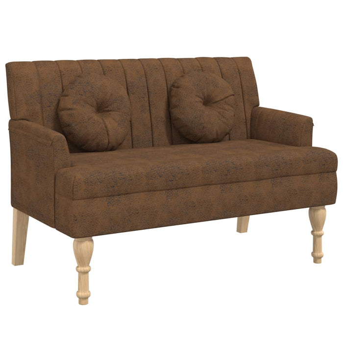 Banchetă spătar maro 113x64,5x75,5 cm, piele întoarsă ecologică - WALTI WALTI