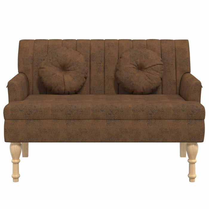 Banchetă spătar maro 113x64,5x75,5 cm, piele întoarsă ecologică - WALTI WALTI
