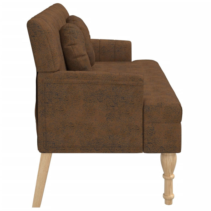 Banchetă spătar maro 113x64,5x75,5 cm, piele întoarsă ecologică - WALTI WALTI