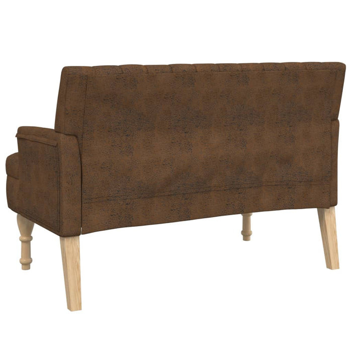 Banchetă spătar maro 113x64,5x75,5 cm, piele întoarsă ecologică - WALTI WALTI