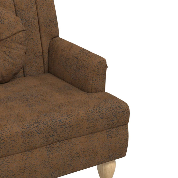 Banchetă spătar maro 113x64,5x75,5 cm, piele întoarsă ecologică - WALTI WALTI