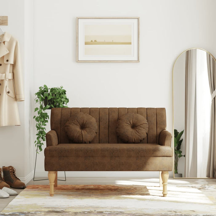 Banchetă spătar maro 113x64,5x75,5 cm, piele întoarsă ecologică - WALTI WALTI