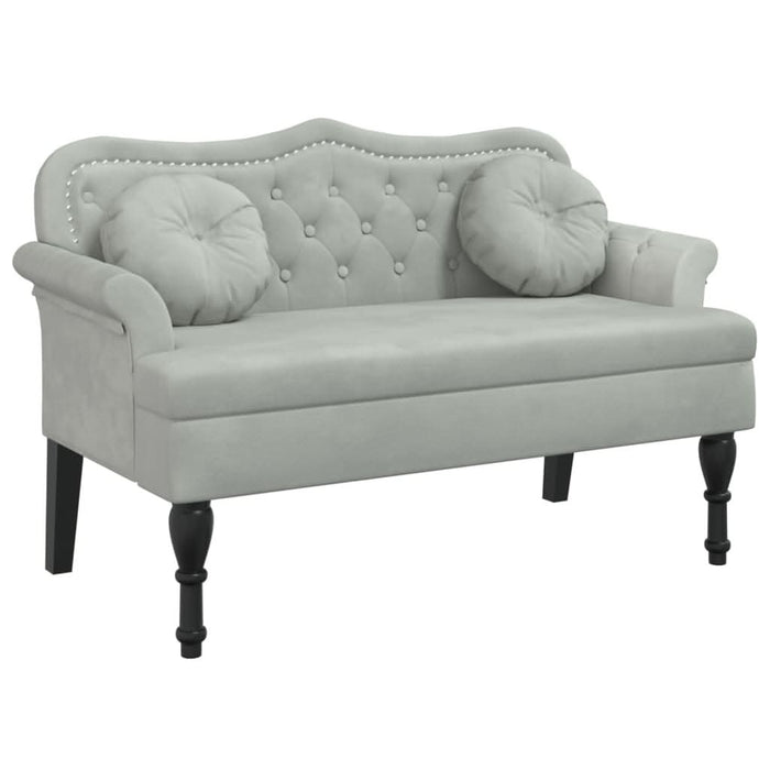 Banchetă cu perne, gri deschis, 120,5x65x75 cm, catifea - WALTI WALTI