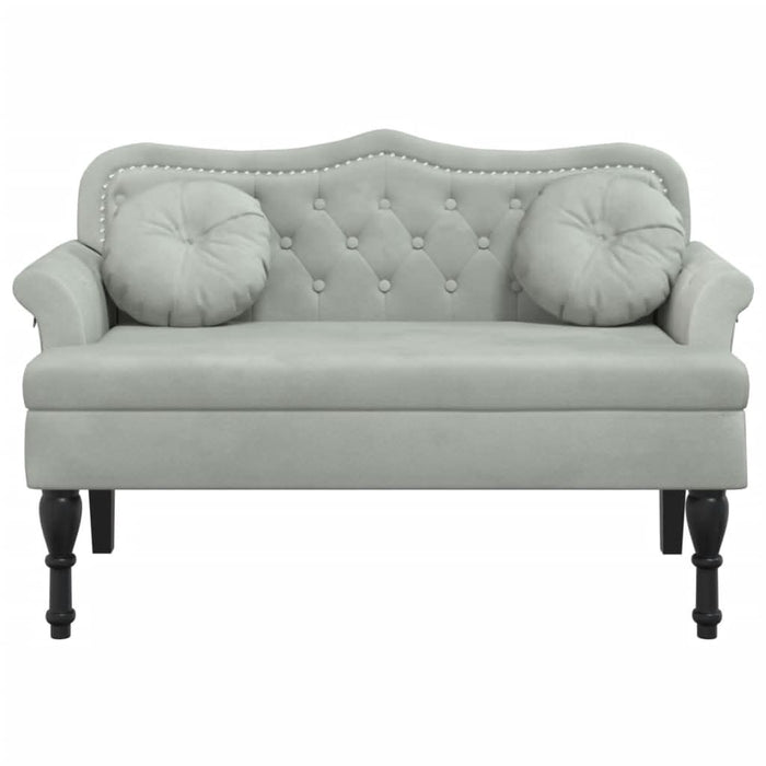 Banchetă cu perne, gri deschis, 120,5x65x75 cm, catifea - WALTI WALTI