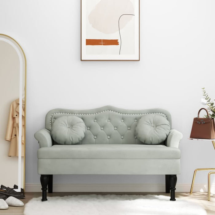Banchetă cu perne, gri deschis, 120,5x65x75 cm, catifea - WALTI WALTI