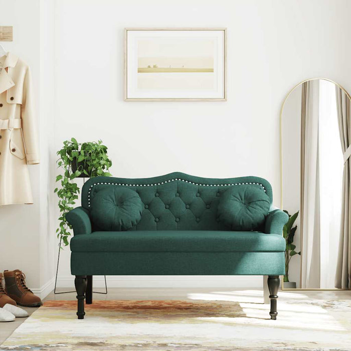 Banchetă cu perne, verde închis, 120,5x65x75 cm, catifea - WALTI WALTI