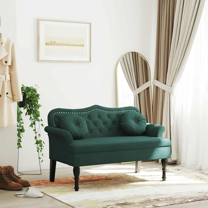 Banchetă cu perne, verde închis, 120,5x65x75 cm, catifea - WALTI WALTI