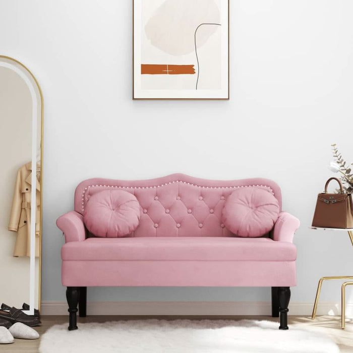 Banchetă cu perne roz, 120,5x65x75 cm, catifea - WALTI WALTI