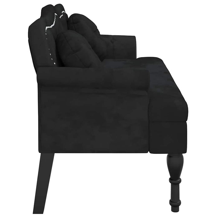 Banchetă cu perne, negru, 120,5x65x75 cm, catifea - WALTI WALTI