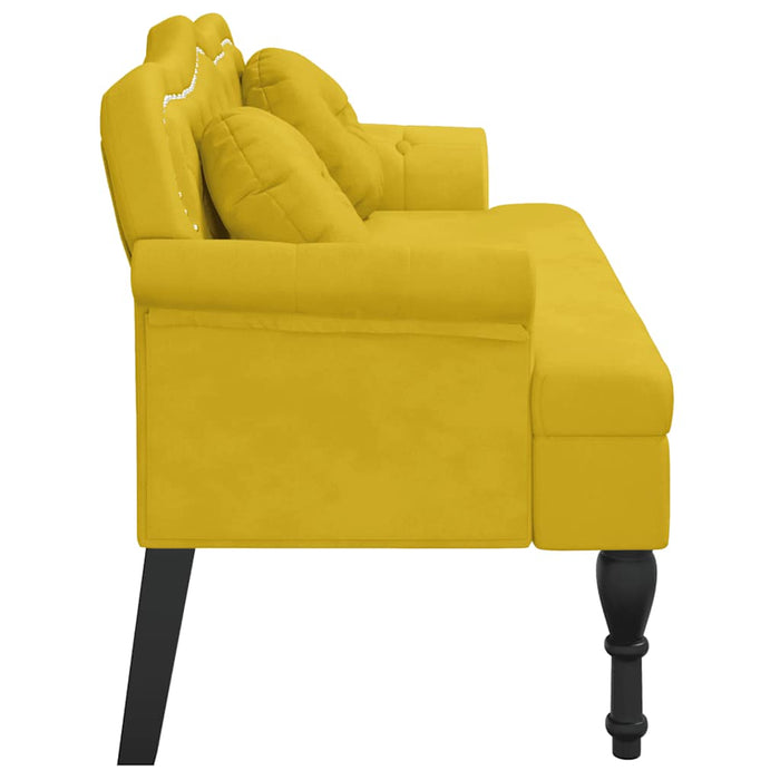 Banchetă cu perne, galben, 120,5x65x75 cm, catifea WALTI