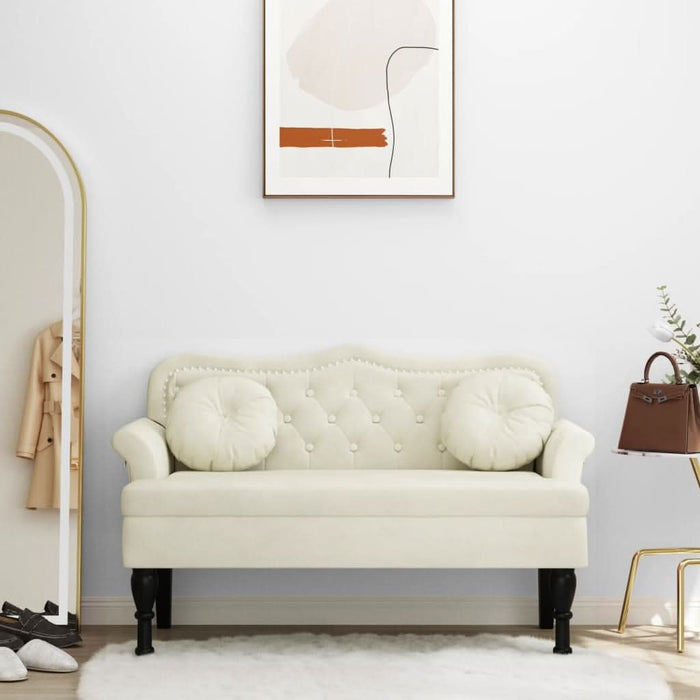 Banchetă cu perne, crem, 120,5x65x75 cm, catifea - WALTI WALTI
