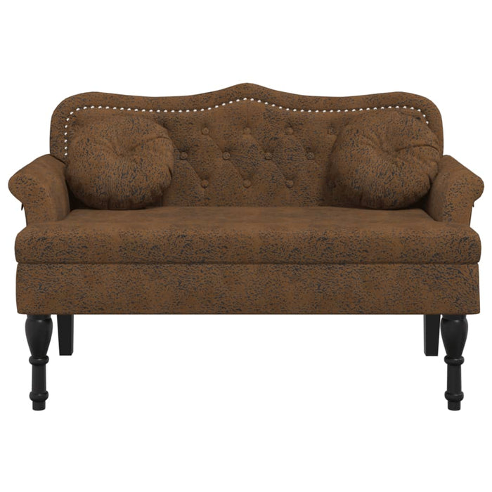 Bancă cu perne maro 120,5x65x75 cm piele ecologică întoarsă WALTI